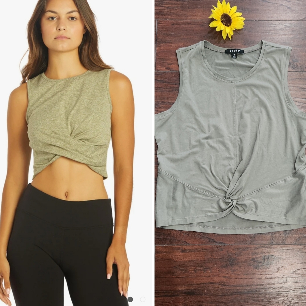 Zobha Aura Twist Front Athletic Yoga Tank Top